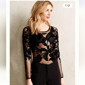 Anthropologie Varun Bahl Floral Damask Bodysuit